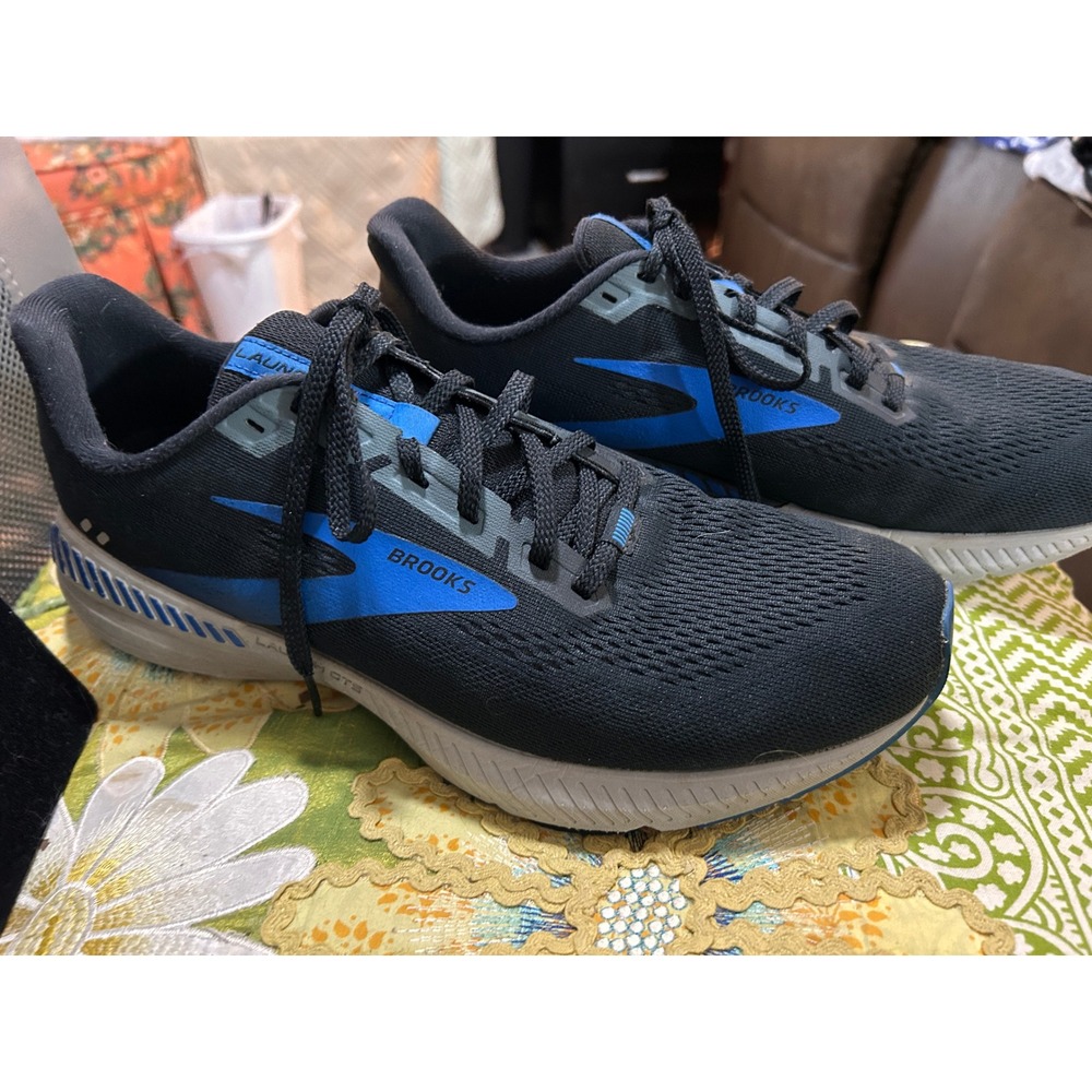 Brooks Launch GTS 8 Mens Running Shoes Black Blue Sneakers 1103591D026 sz 11